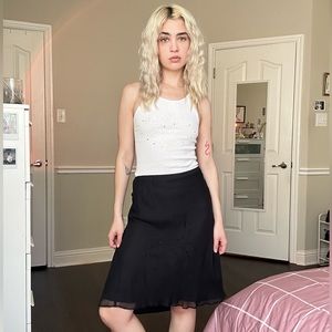 black beaded midi skirt